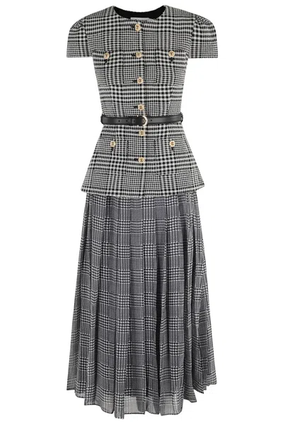 SELF-PORTRAIT HOUNDSTOOTH TAILORED MIDI DRESS