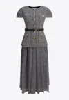 Self-portrait Houndstooth Tailored Midi Dress In Gray