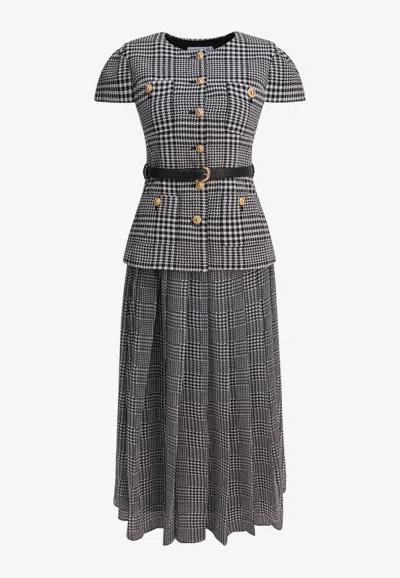 Self-portrait Houndstooth Tailored Midi Dress In Black