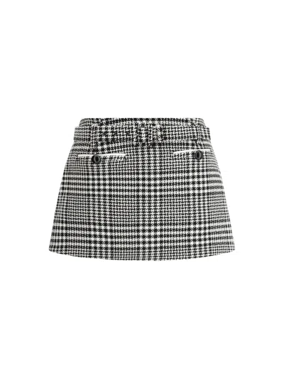 Self-portrait Houndstooth Wool Pants-skirt In Multi