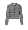 Self-portrait Embellished-collar Houndstooth Jacket In Gray