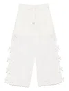 Self-portrait Embroidered Linen And Cotton Wide-leg Pants