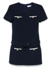 Self-portrait Textured Boucle Mini Dress In Blue