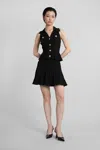 Self-portrait Self Portrait Short Dress In Openwork Knit With Jewel Buttons In Black
