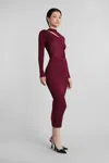 Self-portrait Burgundy Cut Out Tib Knit Midi Dress In Burgundy