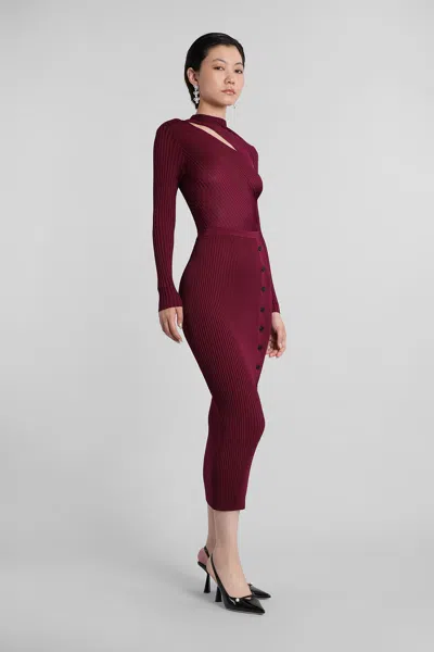 SELF-PORTRAIT LONG DRESS IN BORDEAUX VISCOSE