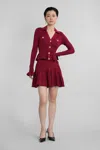 Self-portrait Burgundy Mini Dress With V-neck And Flared Hem In Red