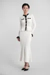 Self-portrait Pointelle Knit Contrast Midi Dress In White