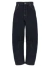 Self-portrait Self Portrait Women Blue Cotton Denim Barrel Jeans In Gray