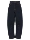 Self-portrait Self Portrait Women Blue Cotton Denim Barrel Jeans In Gray