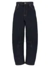 Self-portrait Self Portrait Women Blue Cotton Denim Barrel Jeans In Gray