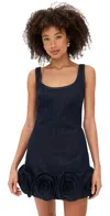 Self-portrait Short Blue Dress With Floral Applique Self Portrait In Multi