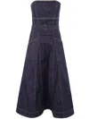 Self-portrait Indigo Denim Bandeau Midi Dress In Blue