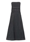 Self-portrait Denim Bandeau Midi Dress In Black
