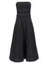 Self-portrait Denim Bandeau Midi Dress In Black