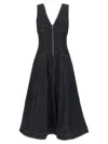 Self-portrait V-neck Denim Midi Dresses In Blue