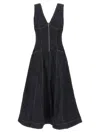 Self-portrait V-neck Denim Midi Dresses In Blue
