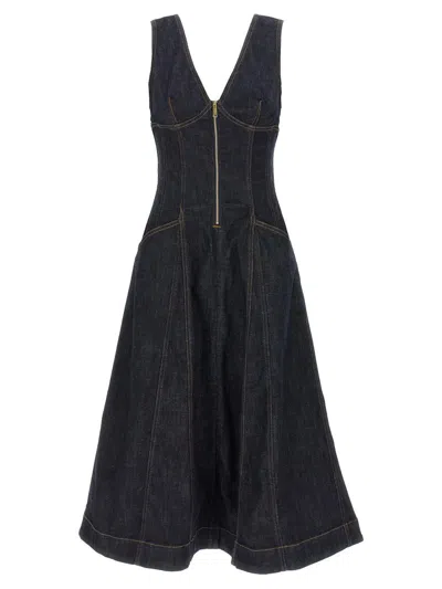 SELF-PORTRAIT SELF-PORTRAIT 'INDIGO DENIM MIDI' DRESS