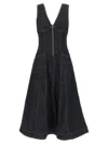 Self-portrait V-neck Denim Midi Dresses In Black