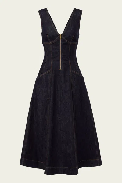 Self-portrait Indigo Denim Midi Dress In Blue