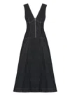 Self-portrait V-neck Denim Midi Dresses In Black