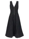 Self-portrait V-neck Denim Midi Dresses In Blue