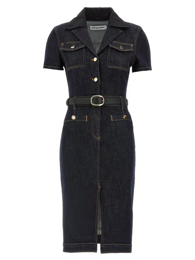 SELF-PORTRAIT INDIGO DENIM MIDI DRESSES BLUE