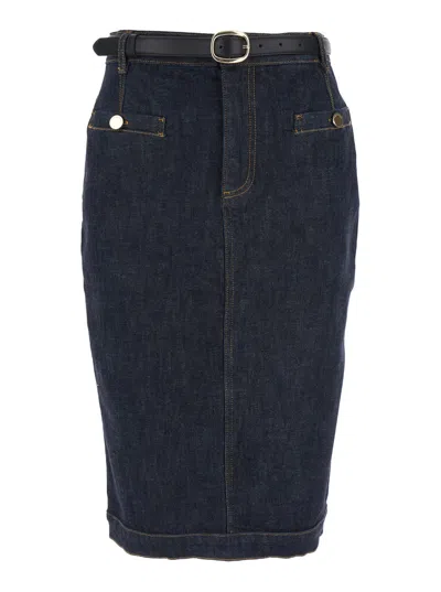 Self-portrait Indigo Denim Midi Skirt