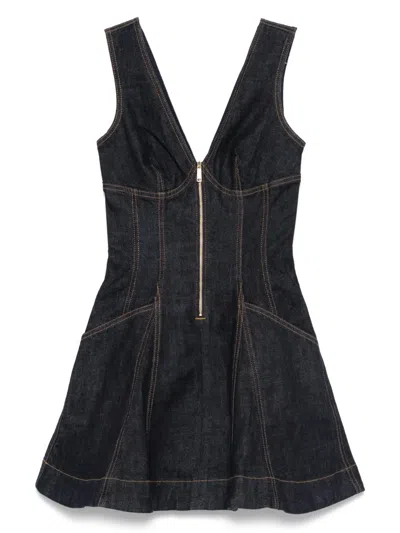 SELF-PORTRAIT INDIGO DENIM MINI DRESS