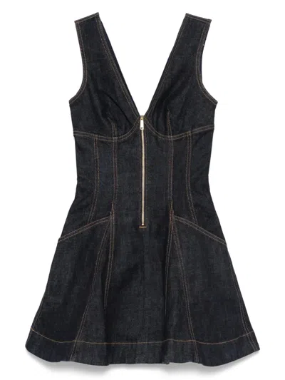 SELF-PORTRAIT INDIGO DENIM MINI DRESS