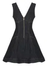 Self-portrait Navy Blue Dress With Bustier Neckline And Zip Detail In Blue