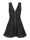 Self-portrait Navy Blue Dress With Bustier Neckline And Zip Detail