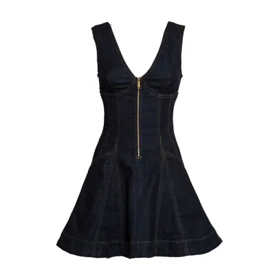 Self-portrait Indigo Denim Mini Dress In Black