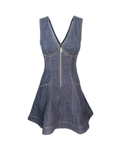 SELF-PORTRAIT INDIGO DENIM MINI DRESS