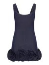Self-portrait Short Blue Dress With Floral Applique Self Portrait In Blue