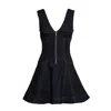 Self-portrait Dark Denim Mini Dress With Deep V-neckline In Black