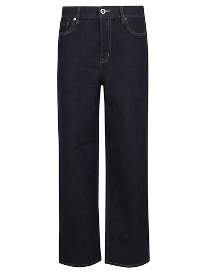 Self-portrait Indigo Straight Leg Jeans In Blue