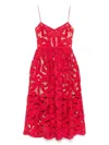 Self-portrait Intricate Cut-out Midi Dress With Removable Belt In Pink