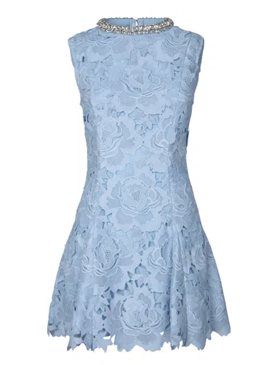 SELF-PORTRAIT SELF-PORTRAIT INTRICATE LACE BLUE DRESS WITH BEADED COLLAR