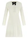Self-portrait A-line Mini Dress With Velvet Bow In White