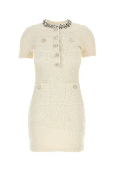 Self-portrait Ivory Boucle Mini Dress In White