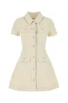 Self-portrait Structured Beige Dress With Classic Collar And Flap Pockets In Neutral