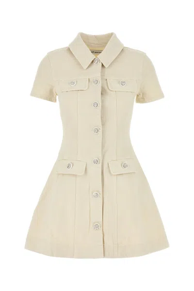 SELF-PORTRAIT SELF PORTRAIT IVORY DENIM MINI SHIRT DRESS