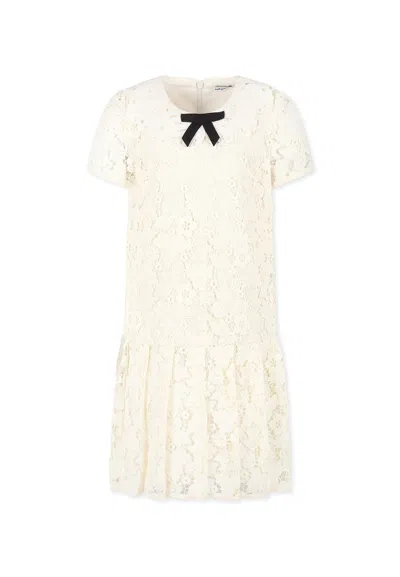 SELF-PORTRAIT IVORY DRESS FOR GIRL WITH BOW