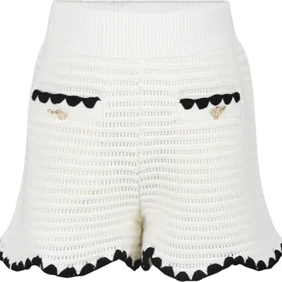 Self-portrait Kids' Ivory Shorts For Girl With Hearts