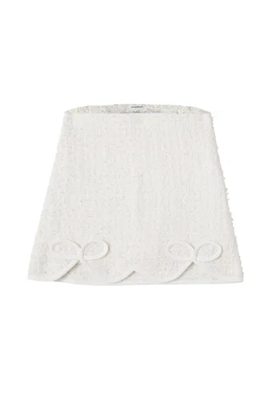Self-portrait Kids' Ivory Skirt For Girl With Bows In White