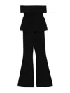 Self-portrait Black Crepe Off Shoulder Jumpsuit Black In Black