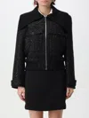 Self-portrait Bouclé Zip-up Bomber Jacket In Schwarz