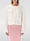 Self-portrait Womens Cream Regular-fit Flap-pockets Faux-fur Jacket In Weiss