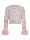 Self-portrait Self Portrait Crystal-embellished Tweed Jacket In Pink